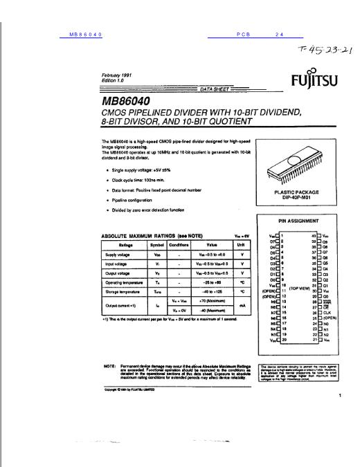 MB86040數(shù)據(jù)手冊封面