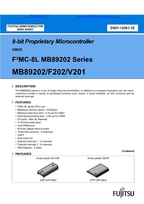MB89202PFV数据手册封面
