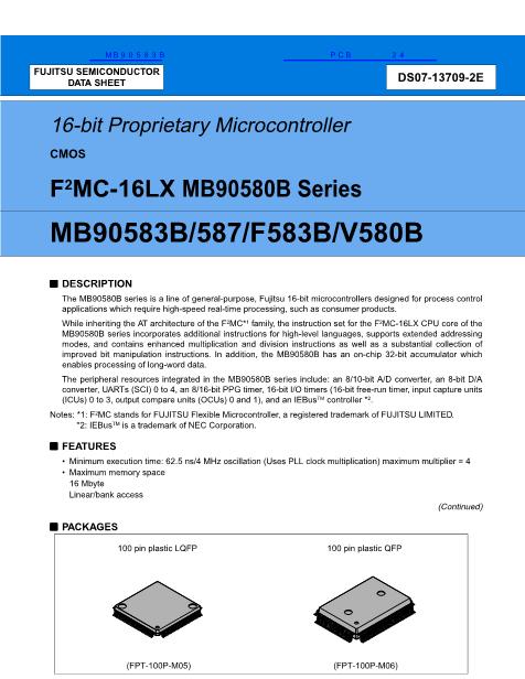 MB90583B數(shù)據(jù)手冊(cè)封面