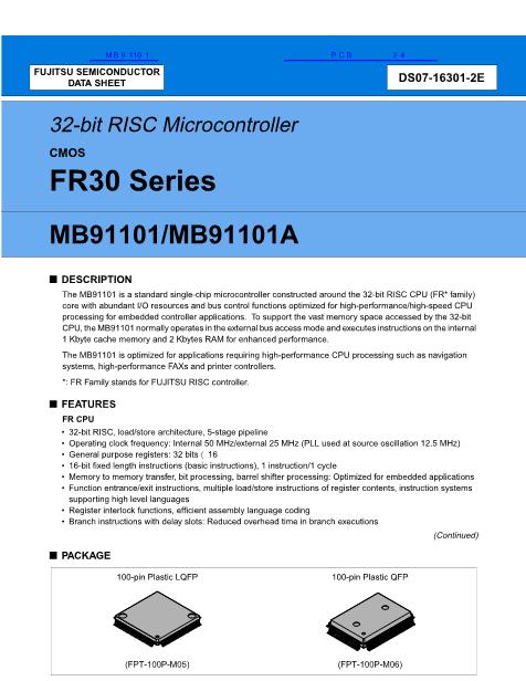 MB91101數(shù)據(jù)手冊封面