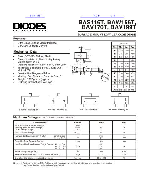 BAS116T數(shù)據(jù)手冊(cè)封面