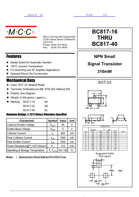 BC817-16数据手册封面