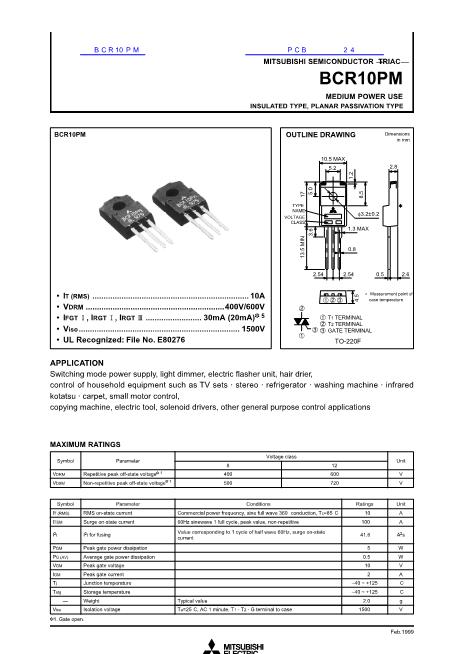 BCR10PM数据手册封面