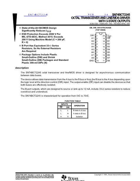 SN74BCT2245數(shù)據(jù)手冊封面