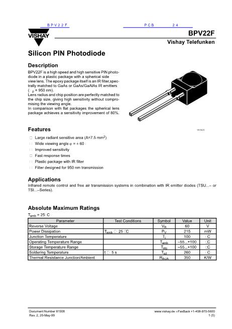 BPV22F數(shù)據(jù)手冊封面
