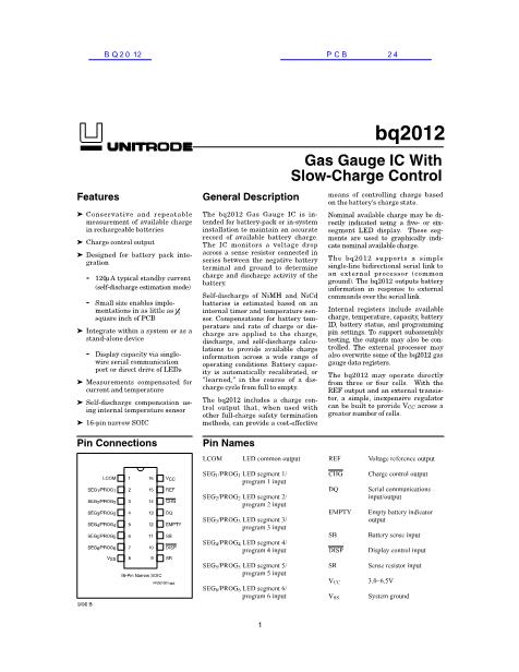 BQ2012数据手册封面