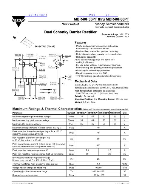 MBR40H35PT數據手冊封面