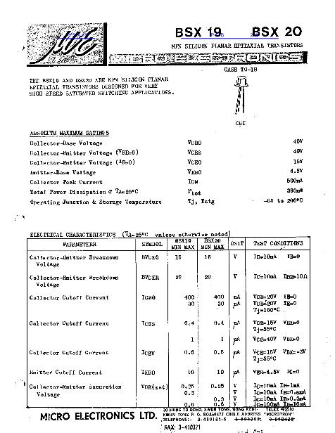 BSX19數(shù)據(jù)手冊(cè)封面