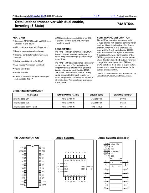 74ABT544數(shù)據(jù)手冊封面