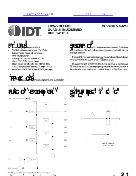 IDT74CBTLV3257数据手册封面
