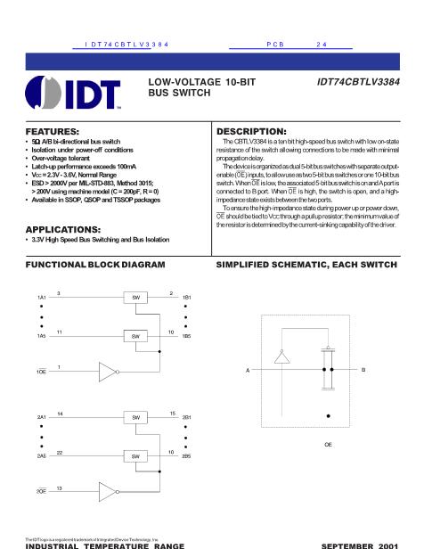 IDT74CBTLV3384数据手册封面