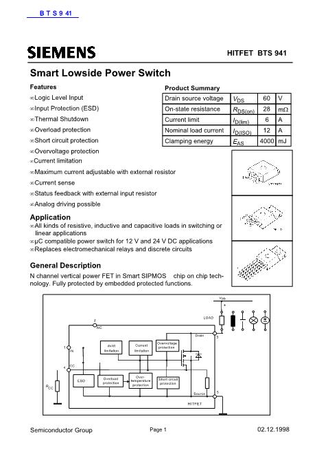 BTS941數(shù)據(jù)手冊封面