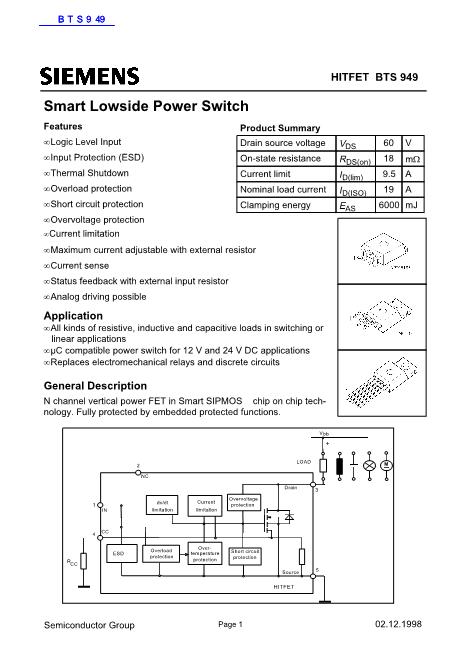 BTS949數(shù)據(jù)手冊封面