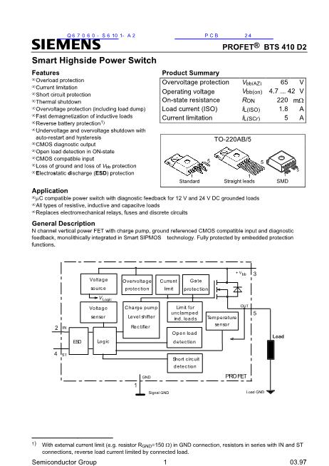BTS410-D2數(shù)據(jù)手冊封面