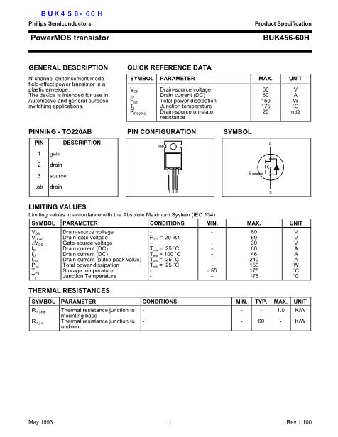 BUK456-60H數(shù)據(jù)手冊封面