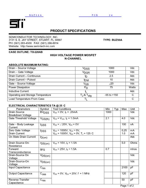 BUZ50A數(shù)據(jù)手冊封面