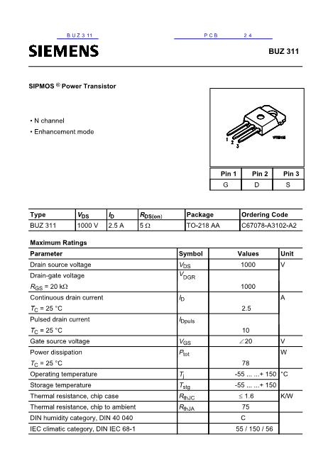 BUZ311數(shù)據(jù)手冊封面