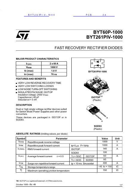 BYT261PIV-1000數(shù)據(jù)手冊封面