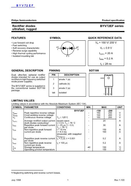 BYV72EF數(shù)據(jù)手冊封面
