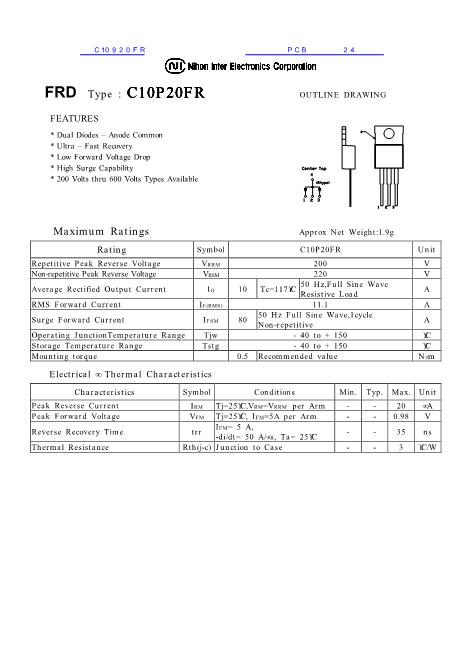 C10920FR數(shù)據(jù)手冊封面