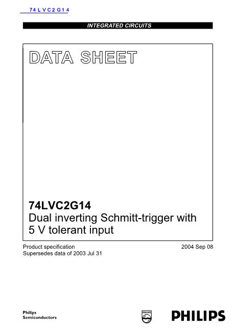 74LVC2G14数据手册封面