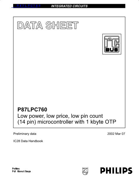 P87LPC760数据手册封面