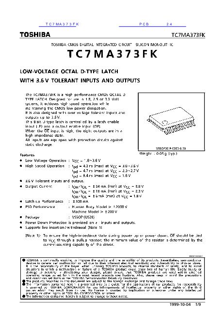 TC7MA373FK数据手册封面