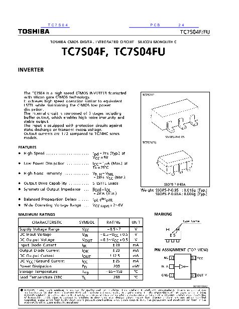 TC7S04数据手册封面