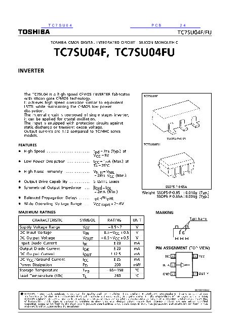 TC7SU04数据手册封面