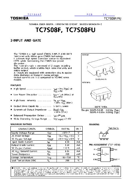 TC7S08F数据手册封面