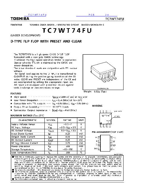 TC7WT74FU数据手册封面