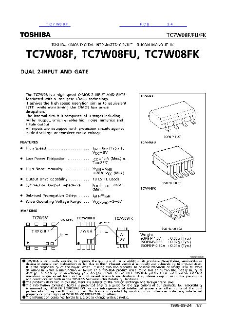 TC7W08F数据手册封面