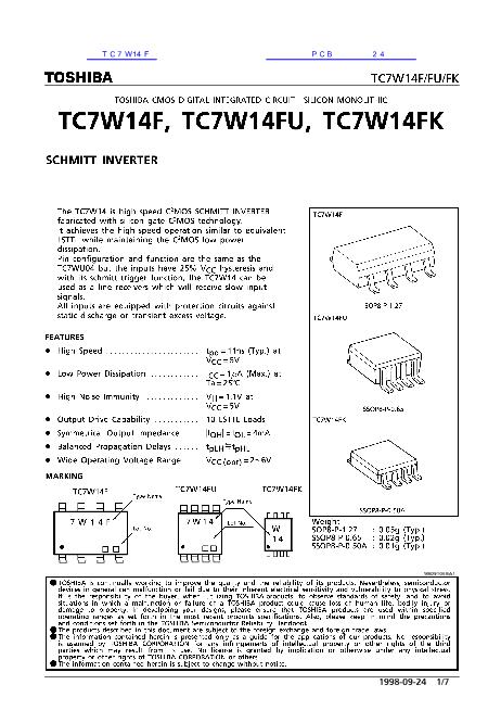TC7W14F数据手册封面