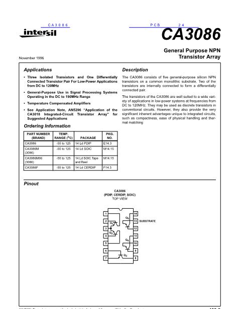 CA3086数据手册封面