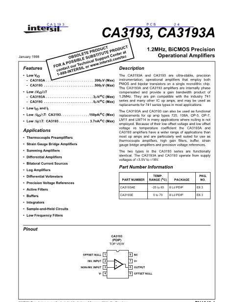 CA3193数据手册封面