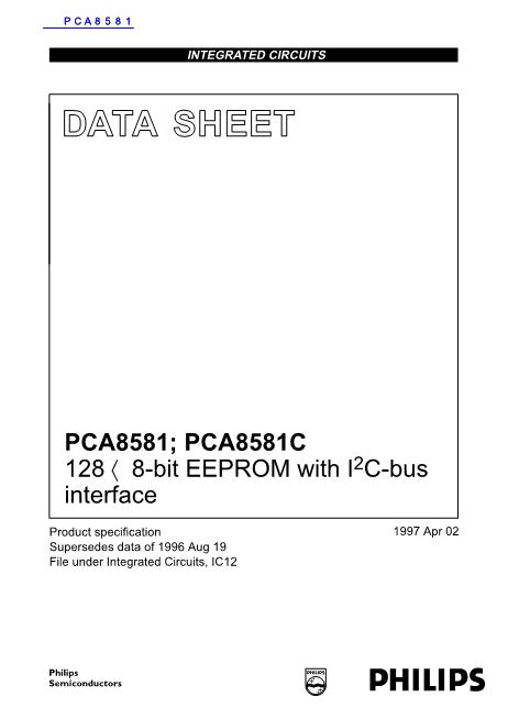 PCA8581数据手册封面