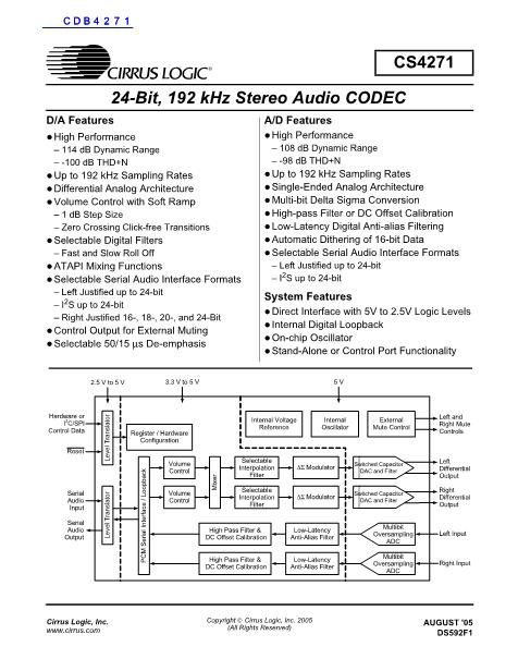 CDB4271數(shù)據(jù)手冊(cè)封面