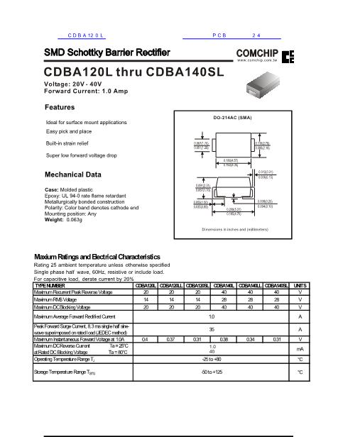 CDBA120L数据手册封面