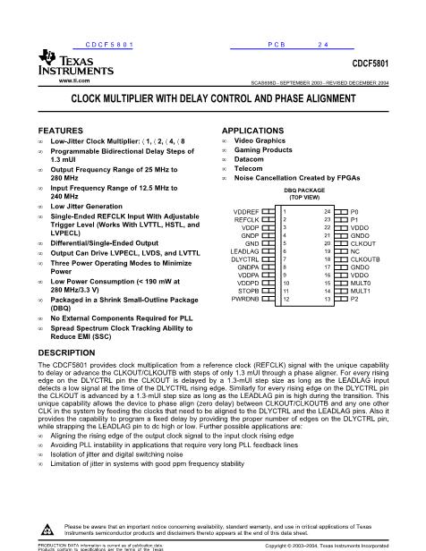 CDCF5801數(shù)據(jù)手冊(cè)封面