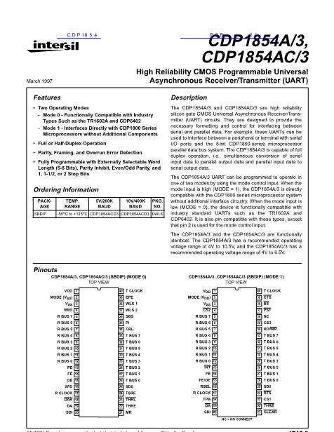 CDP1854数据手册封面
