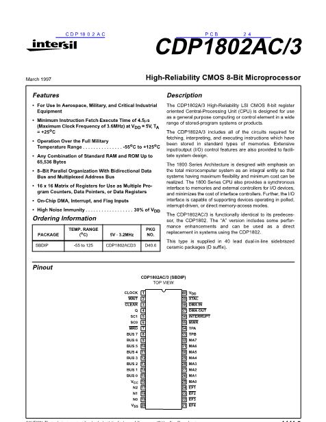 CDP1802AC数据手册封面