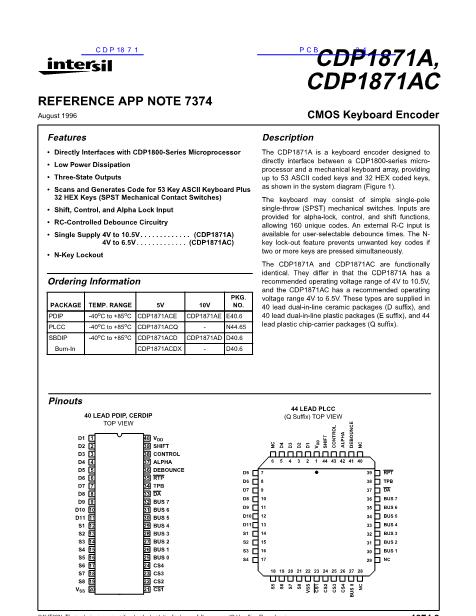 CDP1871数据手册封面