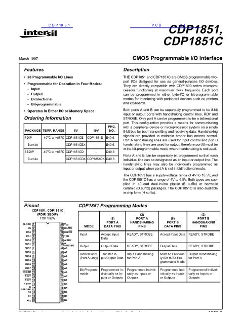 CDP1851数据手册封面
