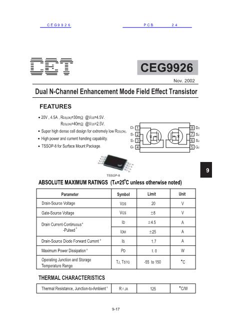 CEG9926数据手册封面
