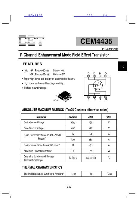 CEM4435数据手册封面