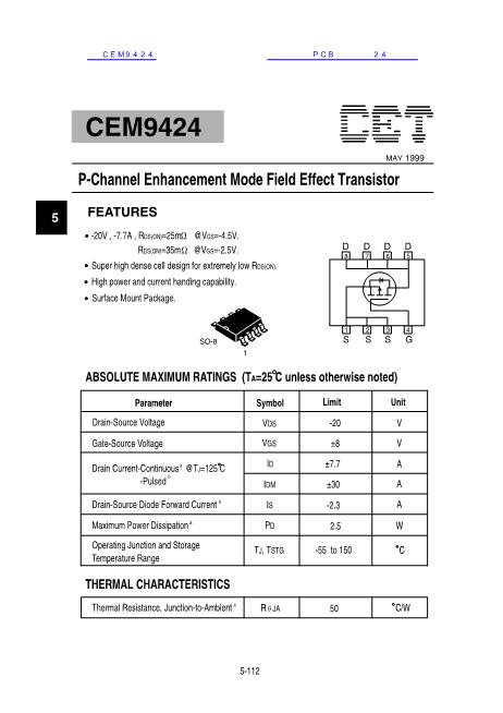 CEM9424数据手册封面