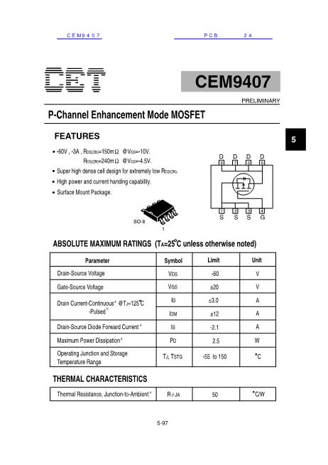 CEM9407数据手册封面