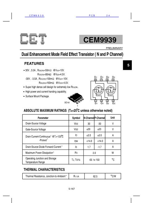 CEM9939数据手册封面