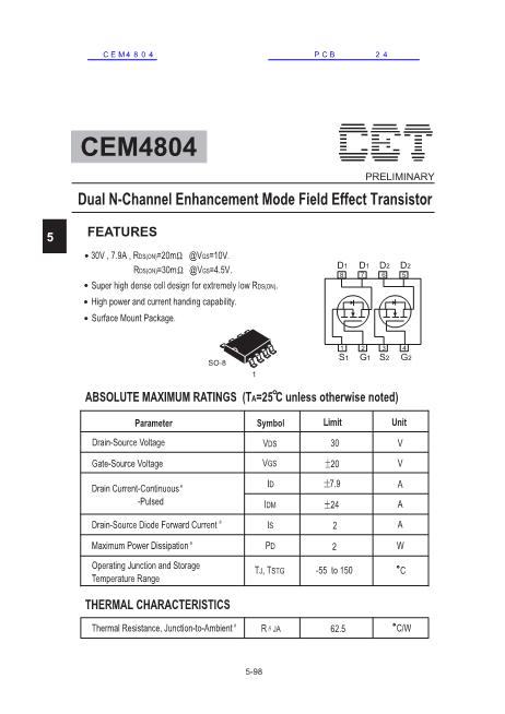CEM4804数据手册封面
