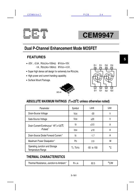 CEM9947数据手册封面